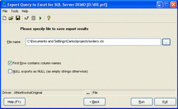 Export Query to Excel for Oracle screenshot