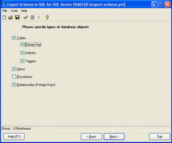Export Schema to SQL for SQL Server screenshot
