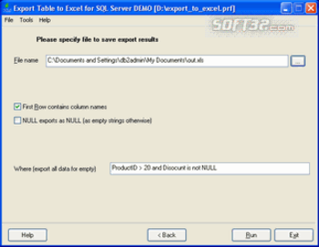 Export Table to Excel for DB2 screenshot 3