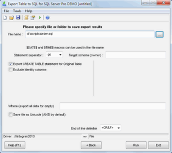 Export Table to SQL for Access Standard screenshot