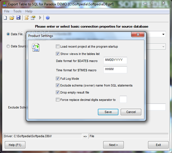 Export Table to SQL for Paradox screenshot 2