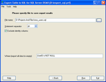Export Table to SQL for Paradox screenshot 3