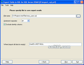 Export Table to SQL for SQL server screenshot 2