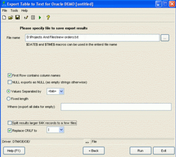 Export Table to Text for Oracle screenshot