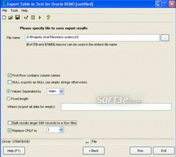 Export Table to Text for Oracle screenshot 2