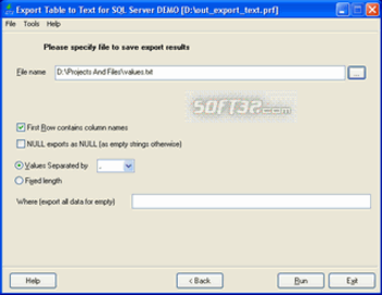 Export Table to Text for SQL Server screenshot 2