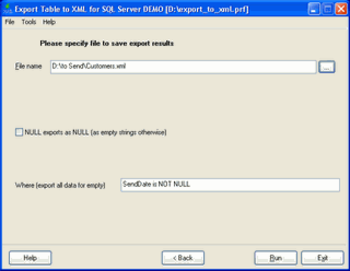 Export Table to XML for Oracle screenshot
