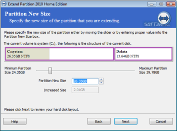 Extend Partition Home Edition screenshot 2