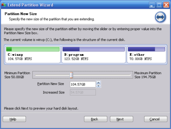 Extend Partition Home Edition screenshot 3