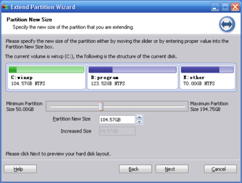 Extend Partition Server Edition screenshot