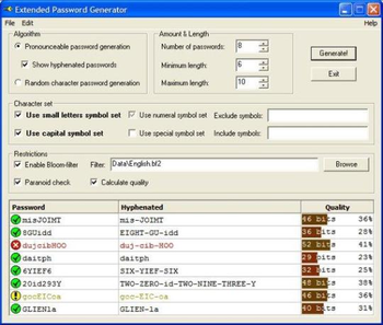Extended Password Generator screenshot