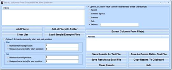 Extract Columns From Text and HTML Files Software screenshot