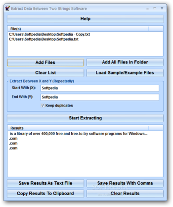 Extract Data Between Two Strings Software screenshot