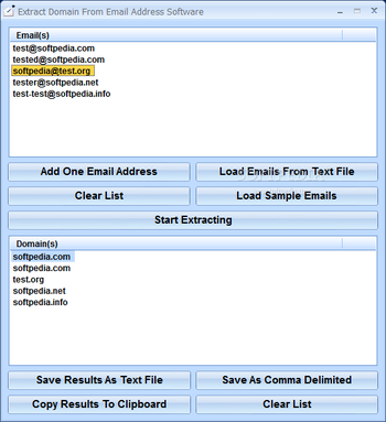 Extract Domain From Email Address Software screenshot