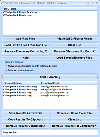 Extract Email Addresses From Multiple MSG Files Software screenshot