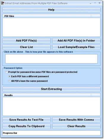 Extract Email Addresses From Multiple PDF Files Software screenshot