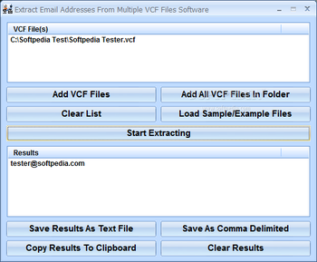 Extract Email Addresses From Multiple VCF Files Software screenshot