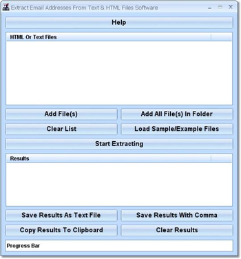 Extract Email Addresses From Text & HTML Files Software screenshot