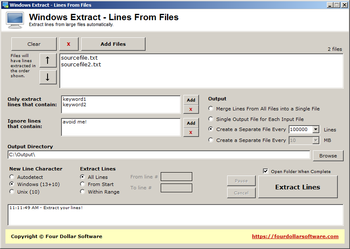 Extract Lines From Files screenshot
