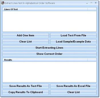 Extract Lines Not In Alphabetical Order Software screenshot