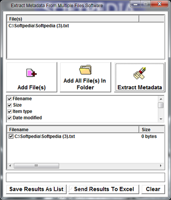 Extract Metadata From Multiple Files Software screenshot