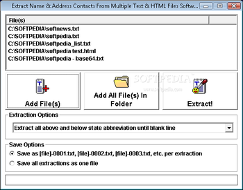 Extract Name & Address Contacts From Multiple Text & HTML Files Software screenshot