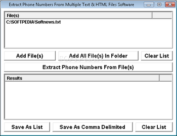 Extract Phone Numbers From Multiple Text & HTML Files Software screenshot