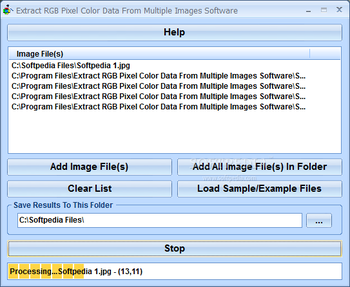 Extract RGB Pixel Color Data From Multiple Images Software screenshot