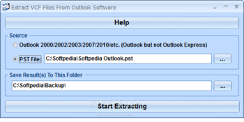 Extract VCF Files From Outlook Software screenshot