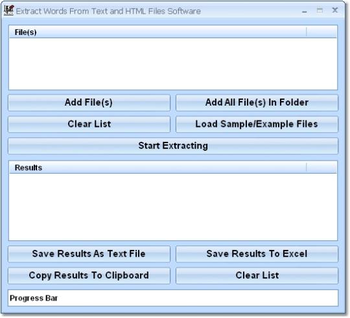 Extract Words From Text and HTML Files Software screenshot