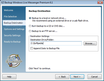 EZ Backup Windows Live Messenger Premium screenshot