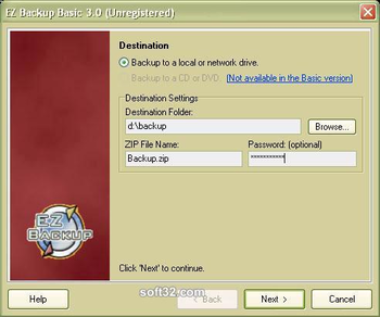 EZ Palm Backup screenshot