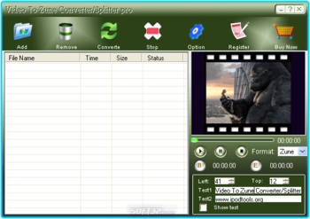 EZ Video To Zune Converter Splitter Pro screenshot