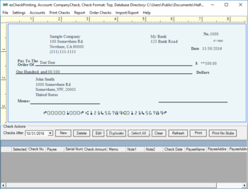 ezCheckPrinting screenshot