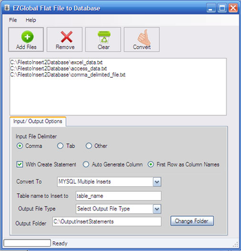EZGlobal Flat File to Database Insert screenshot