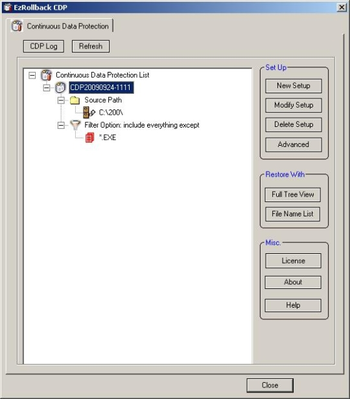 EzRollback CDP screenshot