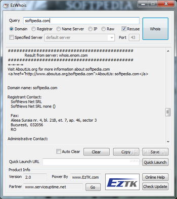 EzWhois screenshot