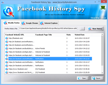 Facebook History Spy screenshot