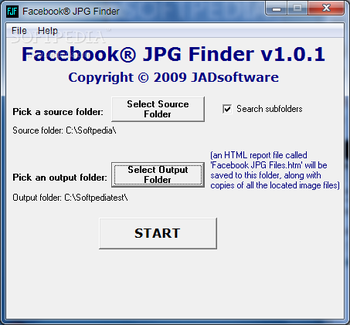 Facebook JPG Finder screenshot