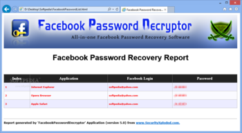 Facebook Password Decryptor Portable screenshot 2