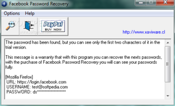 Facebook Password Recovery screenshot