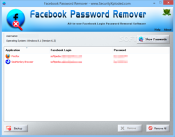 Facebook Password Remover screenshot