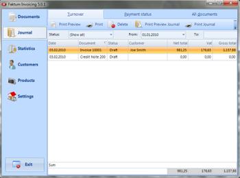 Faktum Invoicing screenshot