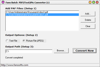 Fans PDF2Text2Pic Converter screenshot