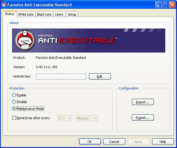 Faronics Anti-Executable Standard screenshot