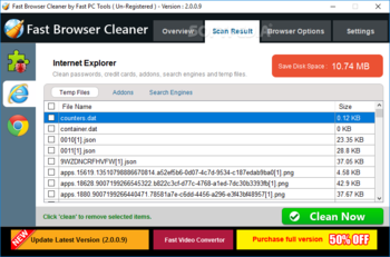 Fast Browser Cleaner screenshot 2