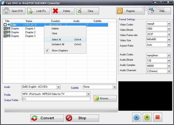 Fast DVD to iPod/PSP/3GP/MP4 Converter screenshot 2