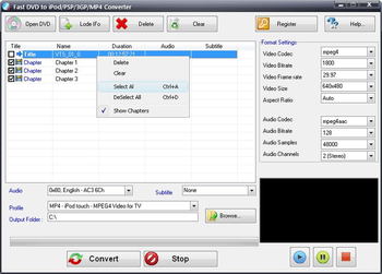 Fast DVD to iPod/PSP/3GP/MP4 Converter screenshot 3