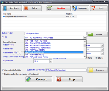 Fast MP4 3GP AVI MPG WMV RM MOV FLV Converter screenshot 3