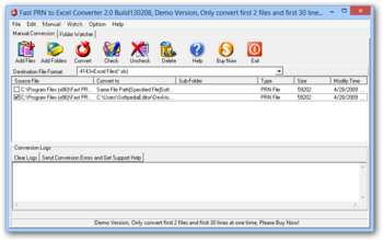 Fast PRN to Excel Converter screenshot